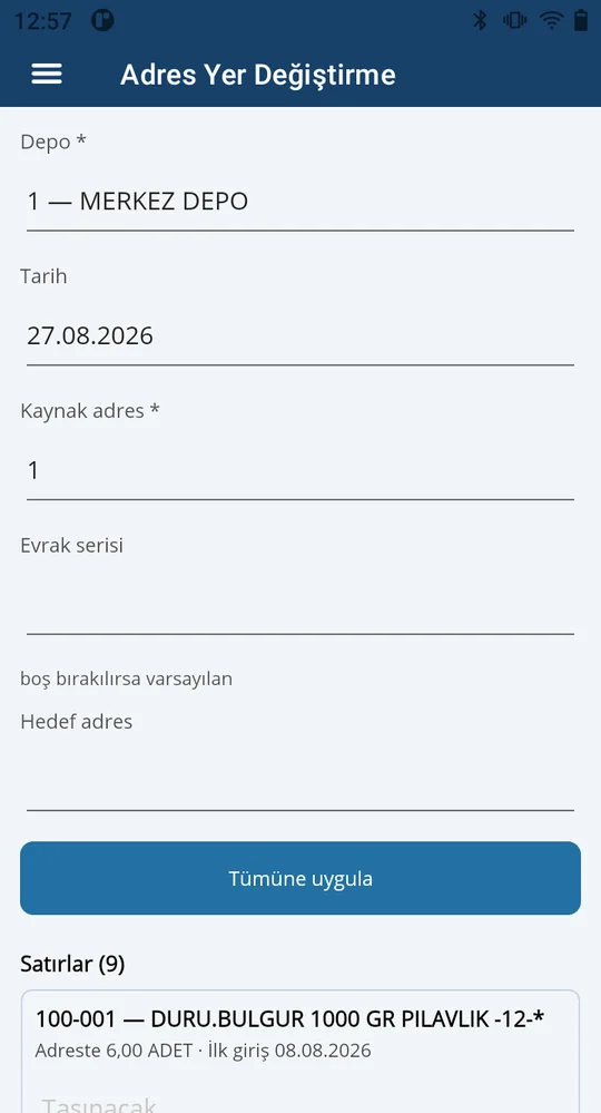 Adres yer değiştirme evrakı