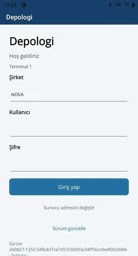 El terminali giriş ekranı