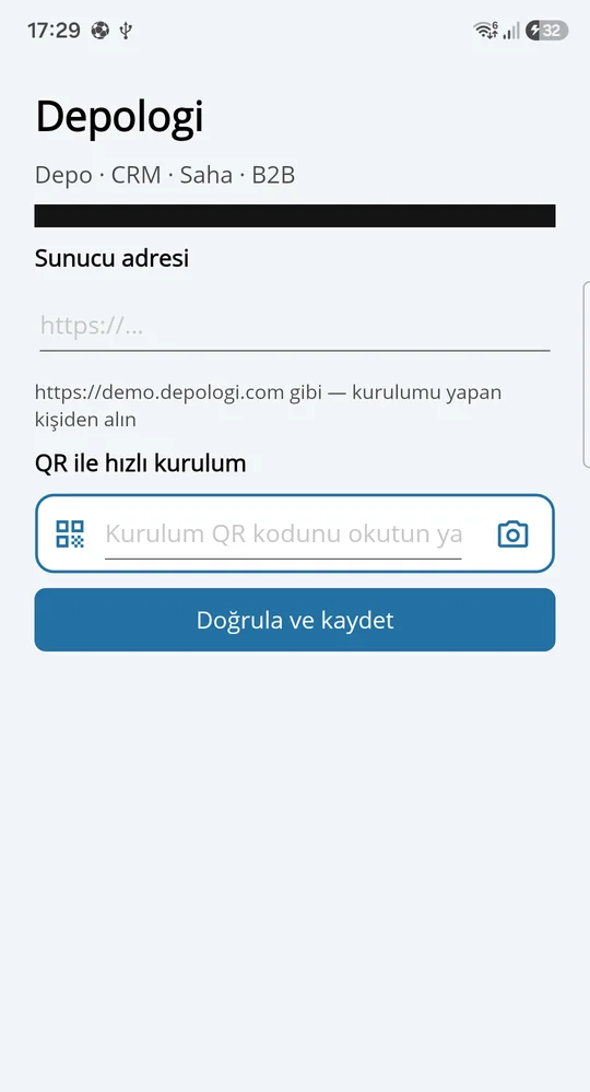 El terminalinde QR ile kurulum
