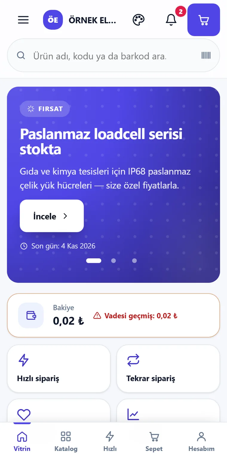 Depologi B2B vitrini telefonda — Modern tema