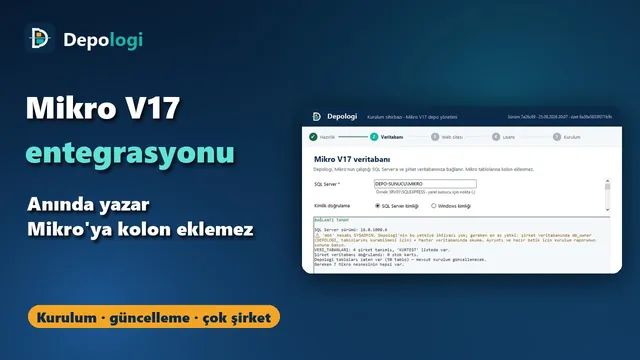 Mikro V17 entegrasyonu: anında yazım, kolon yok, kendi sunucunuzda kurulum — video