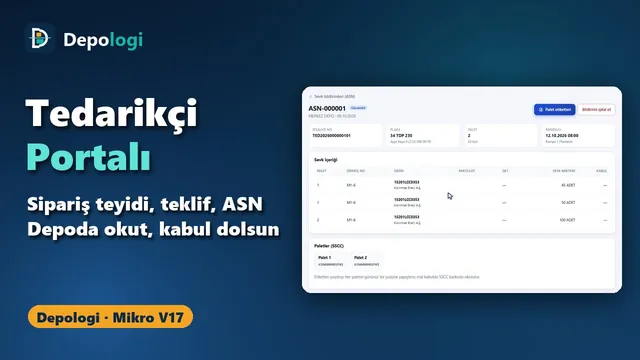 Tedarikçi Portalı: sipariş teyidi, teklif, ASN ve mal kabul — video
